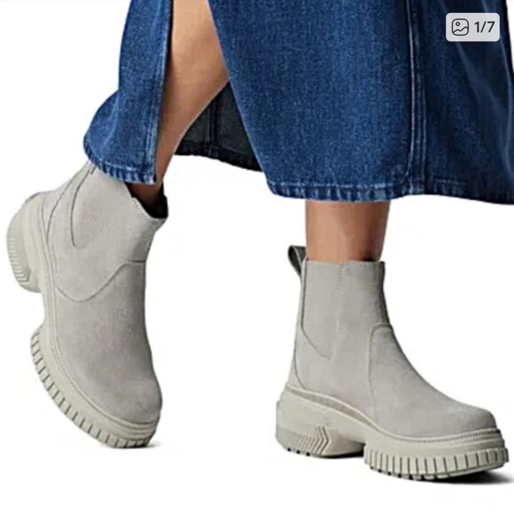 Sorel Gray Ona Ave Suede Waterproof Boots Size 8 - Picture 2 of 11